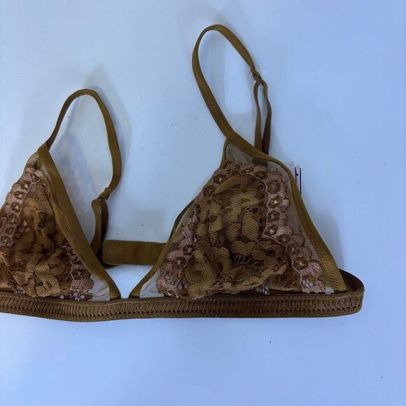 Victoria's Secret Golden Brown Lace Triangle Bralette Bra Size Small - Picture 3 of 5